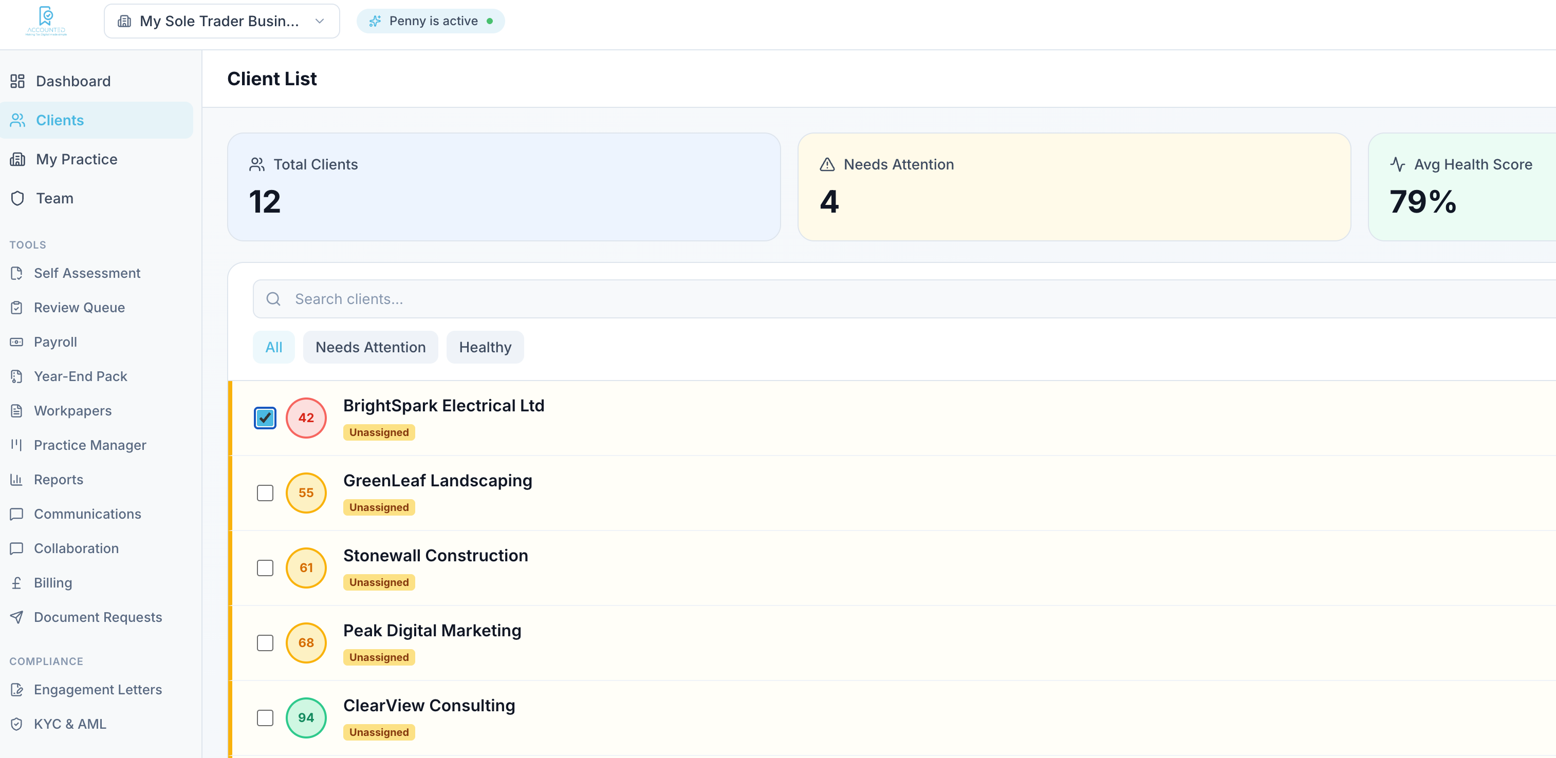 Accounted accountant portal dashboard